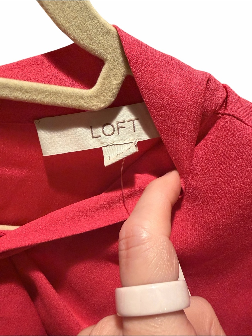 Ann Taylor Loft Women’s Pink Twist-Neck Puff-Sleeve Blouse - Picture 4 of 6
